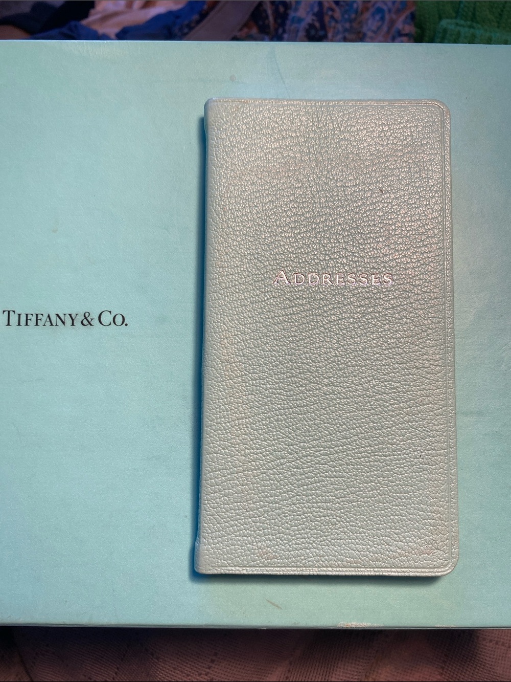 Tiffany & Co. Light Blue Pebbled Leather Address Book
